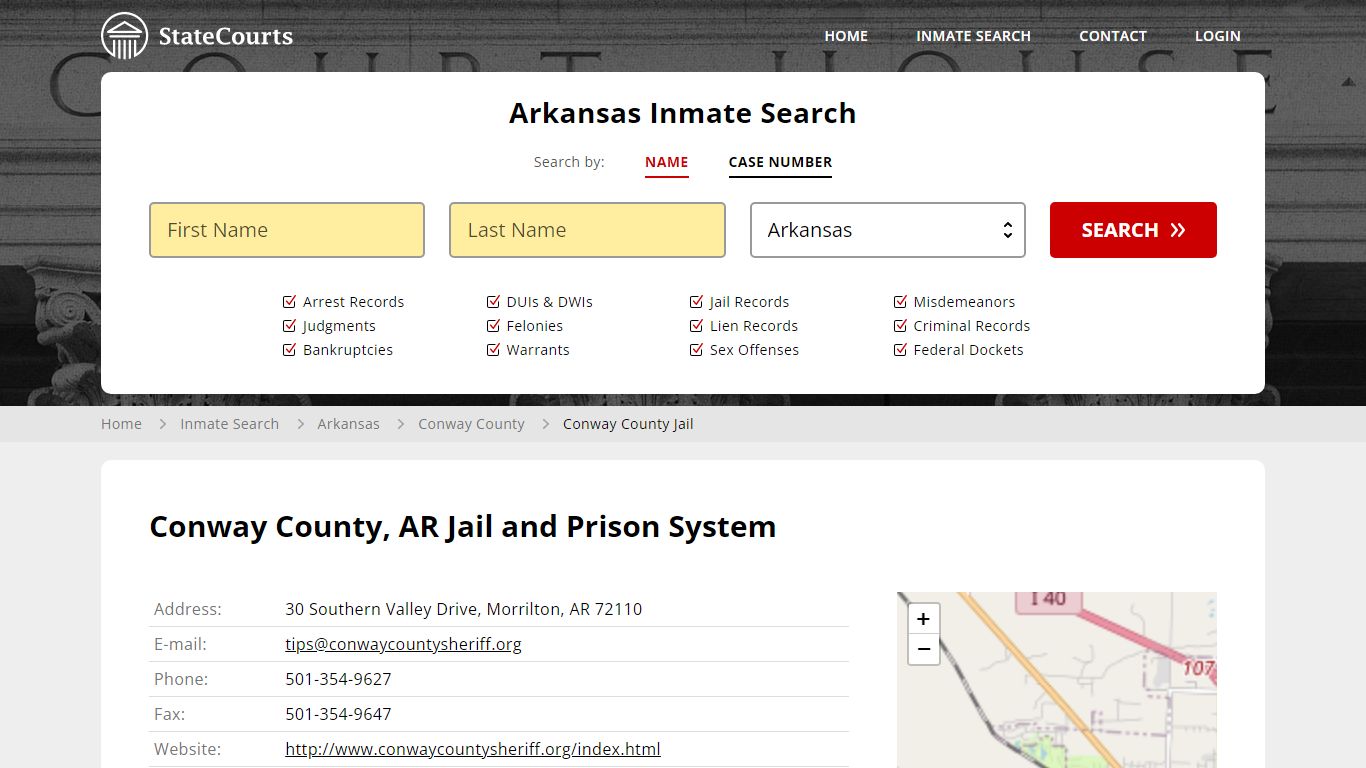 Conway County Jail Inmate Records Search, Arkansas - StateCourts